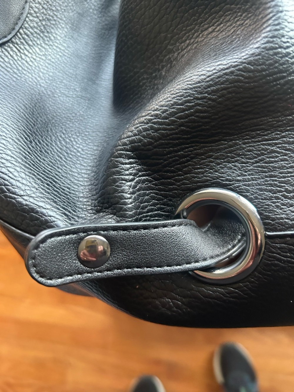 Sondra Roberts Squared Vegan Leather Black Bag with Silver hardware. - Picture 6 of 16